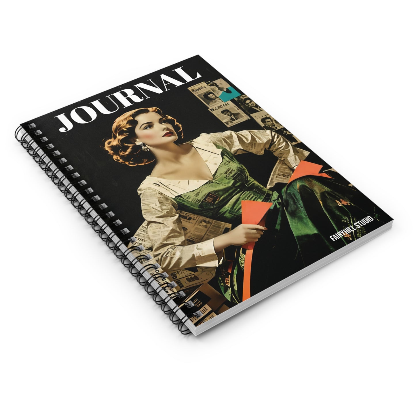 Vintage Hollywood Movie Star Notebook - Ruled Line coffee  Spiral Journal