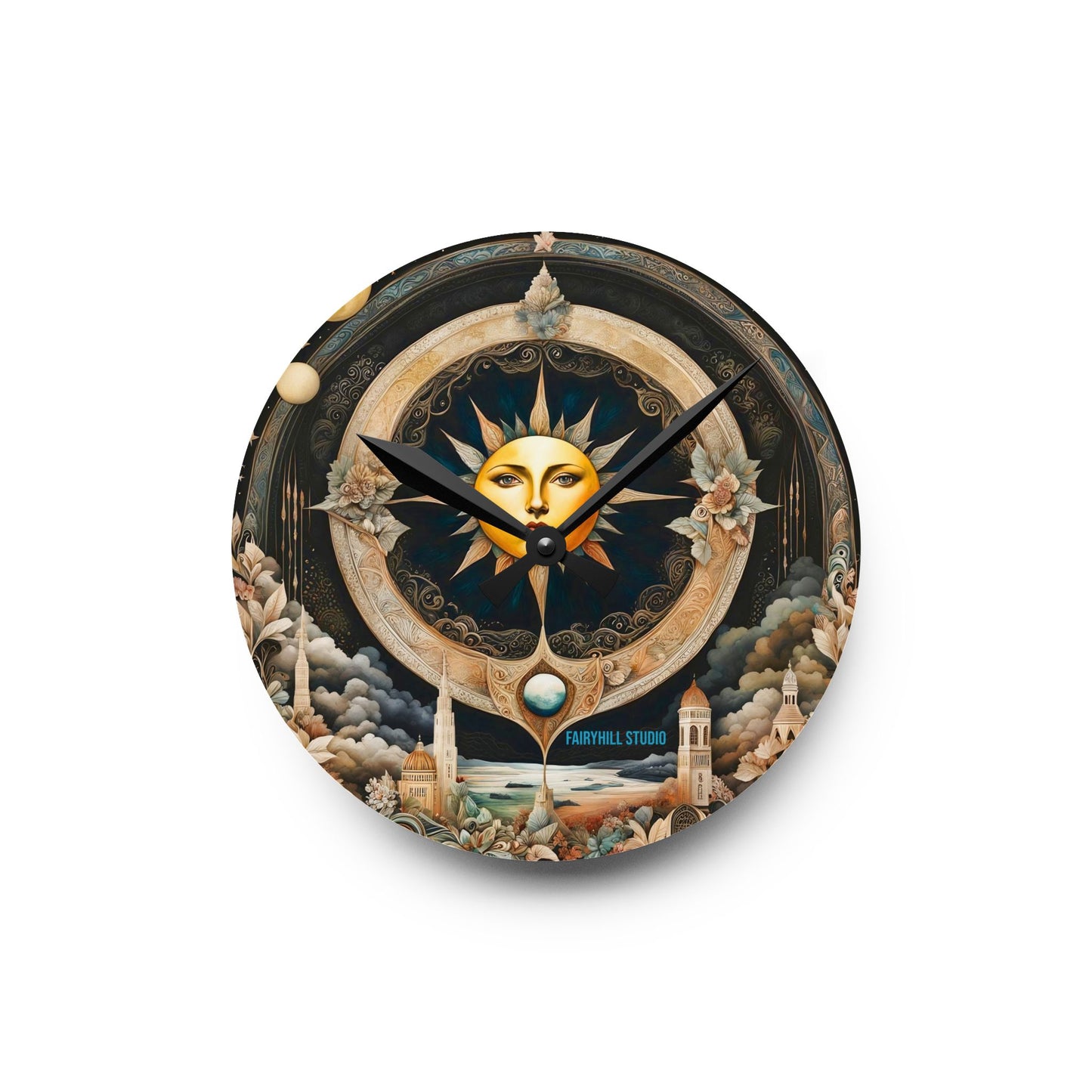 Acrylic Wall Clock -Moon and Stars/Art