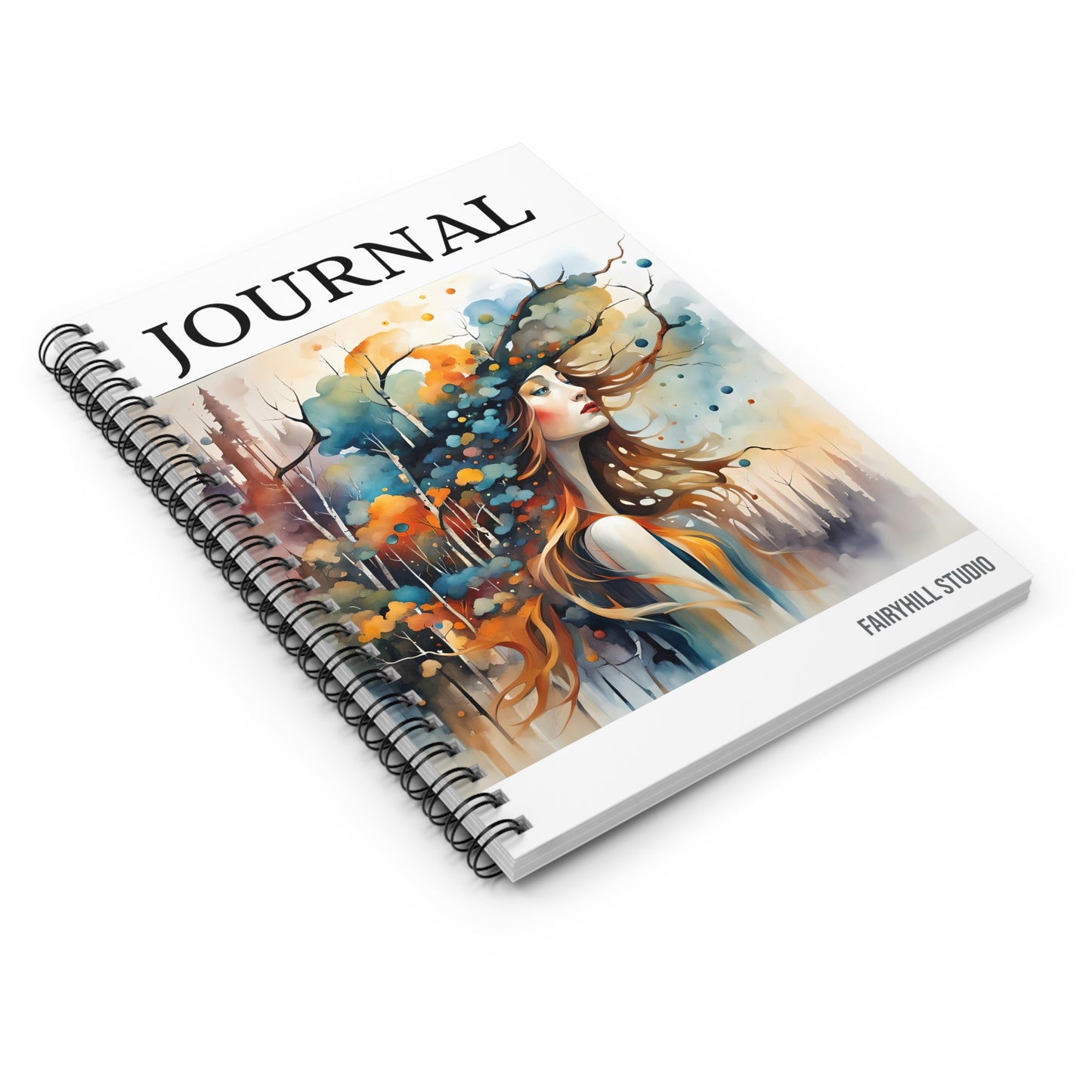 Fairy Hill Studio Woman with hat Art Journal, Spiral Notebook - Ruled Line