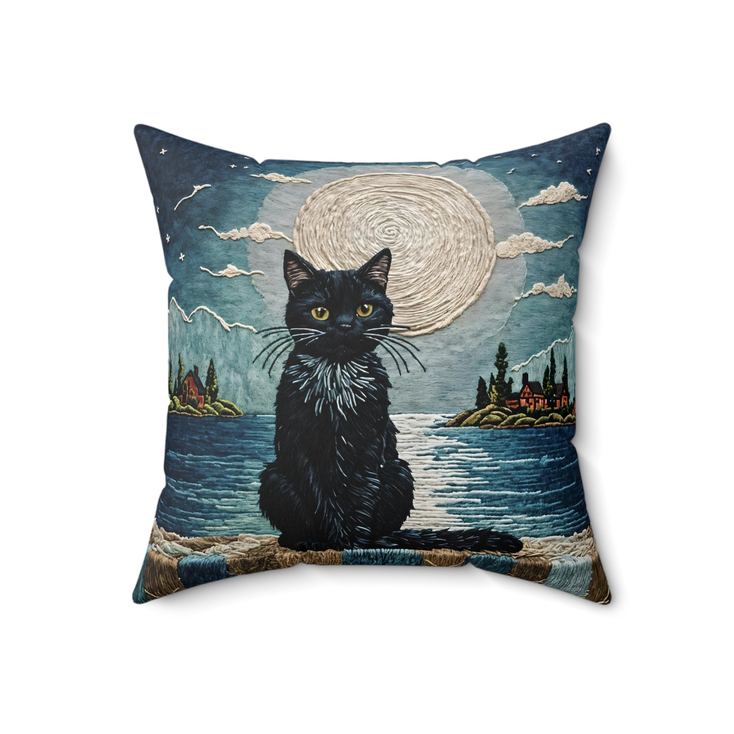 Black Cat Moonlight Pillow