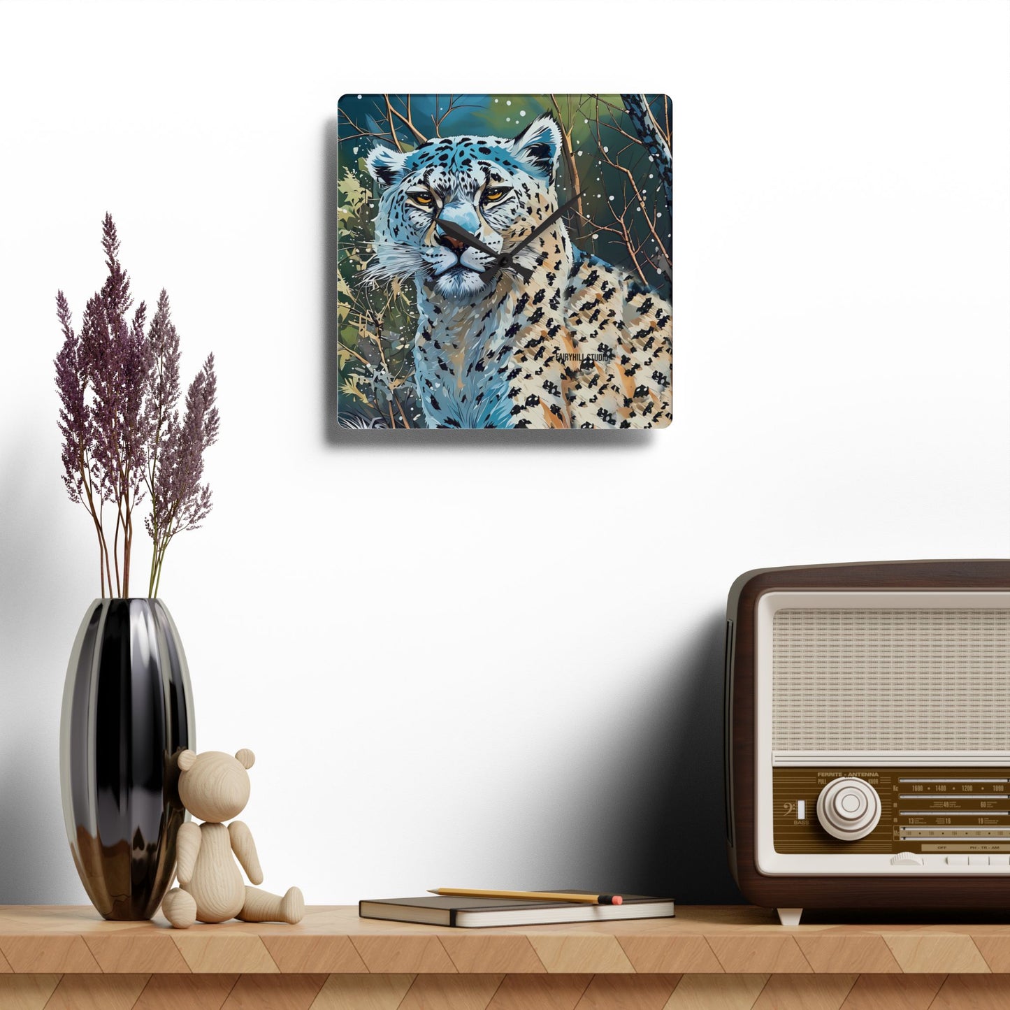 Acrylic Wall Clock Snow Tiger Paradise/Art