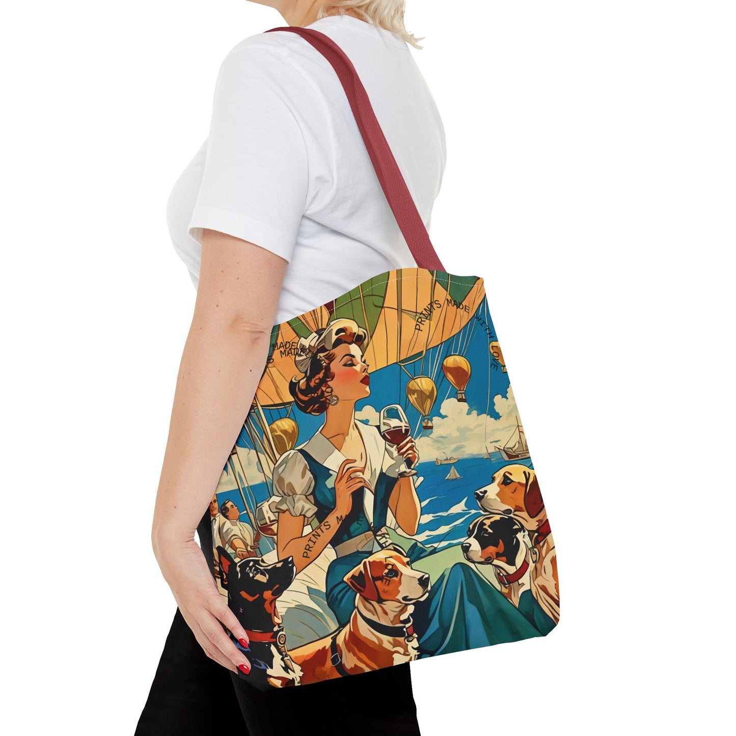 Vintage Hot Air Balloon Dog Lover Tote Bag