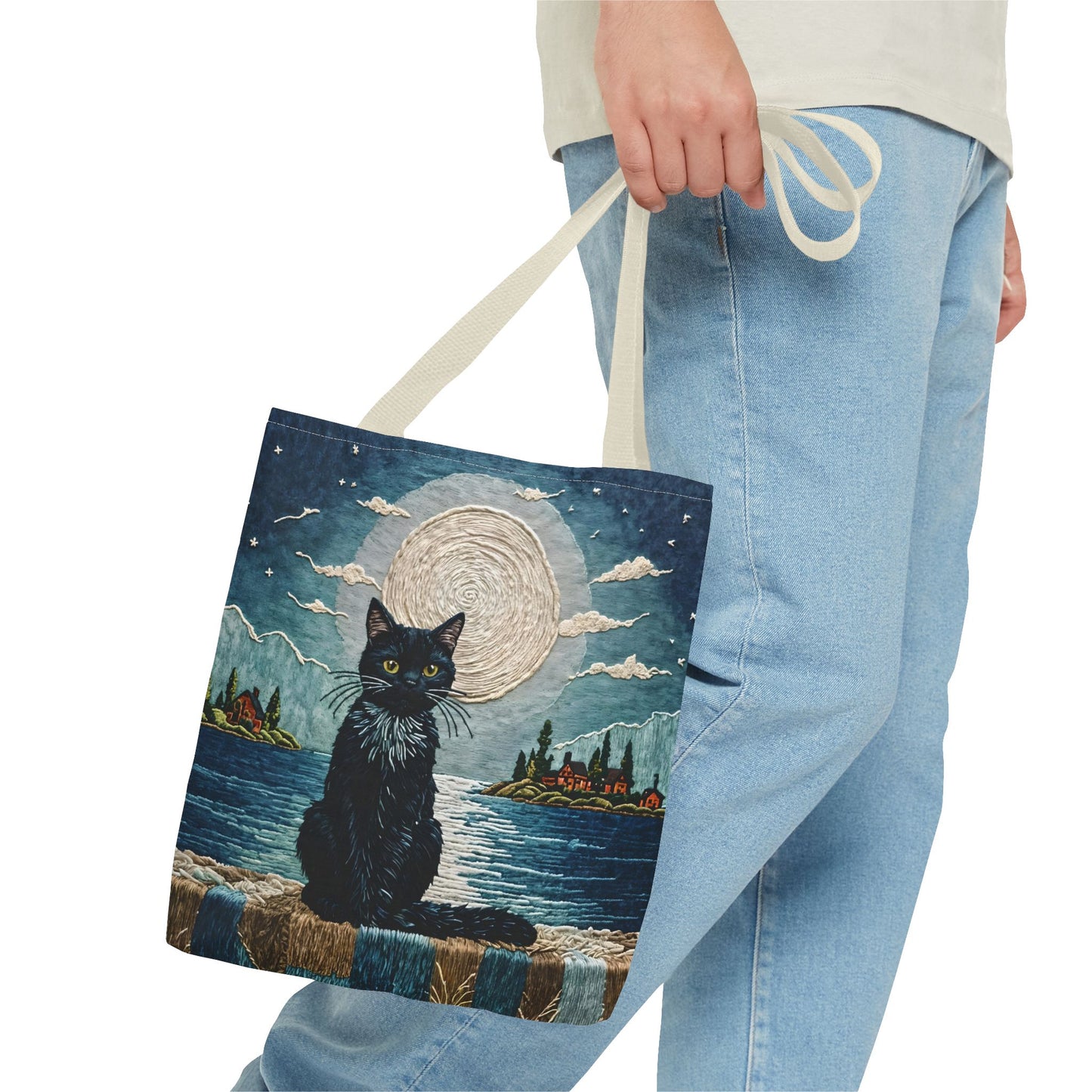Black Cat Moonlight Tote Bag