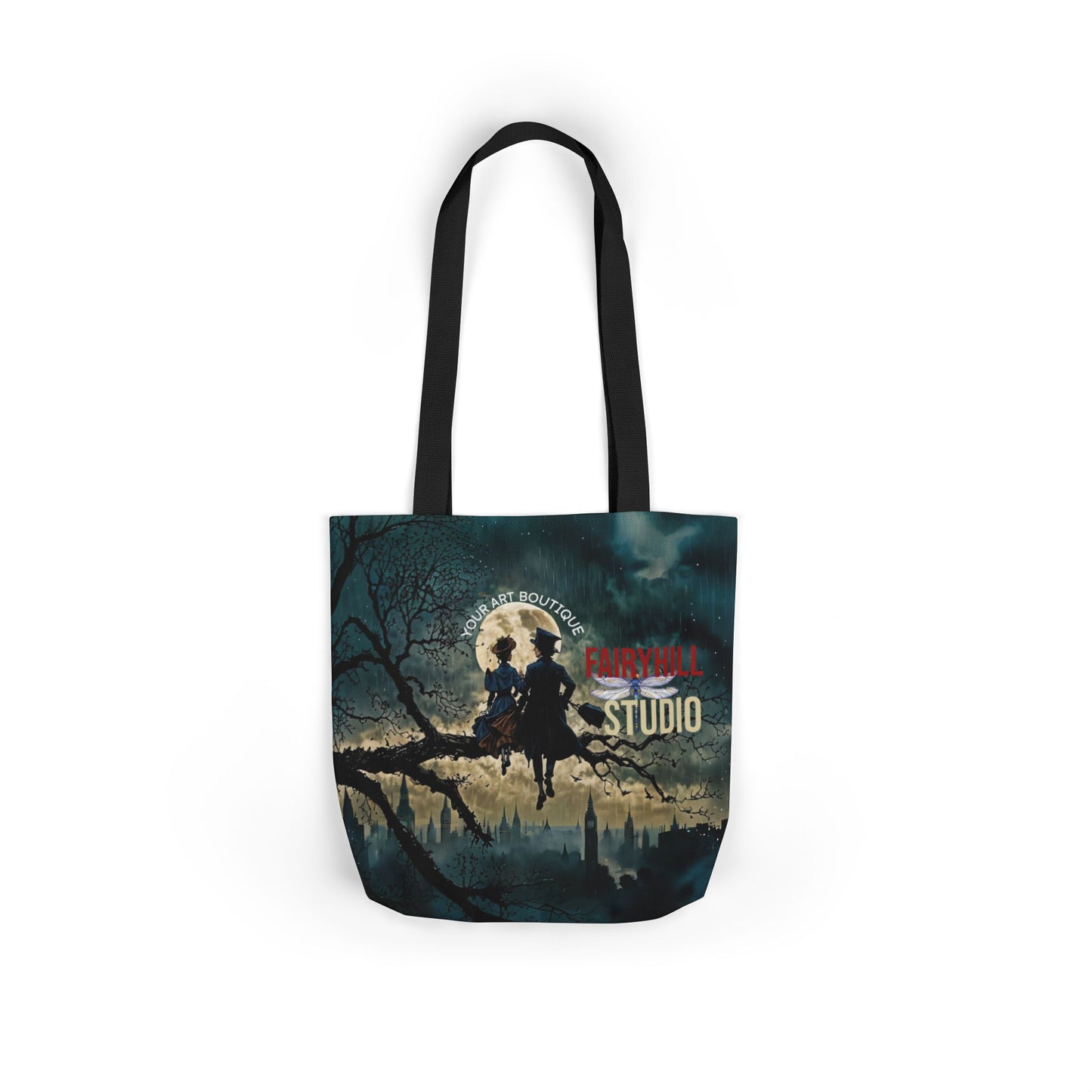 London moon under Rain Canvas Tote Bag - Perfect for Beach Days, Eco-Friendly Shopping, and Summer Fun!