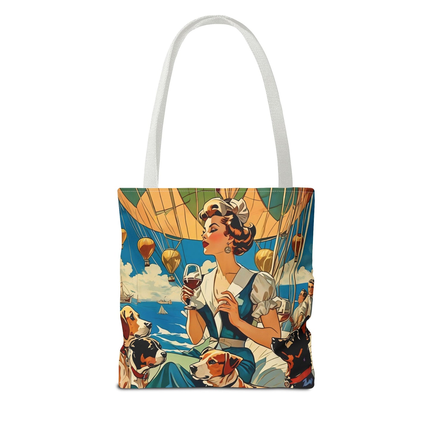 Vintage Hot Air Balloon Dog Lover Tote Bag