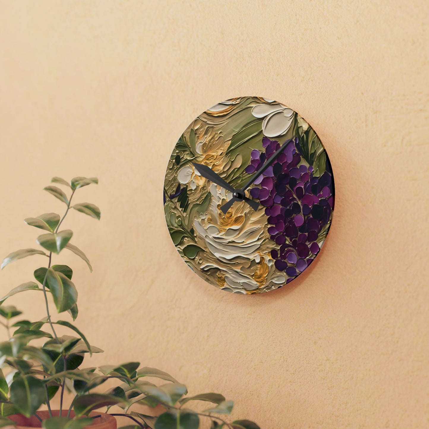 Grapes Wall Clock - Impasto Art Design