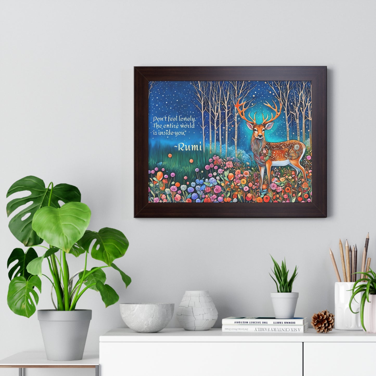 Majestic Boho Deer Framed Poster
