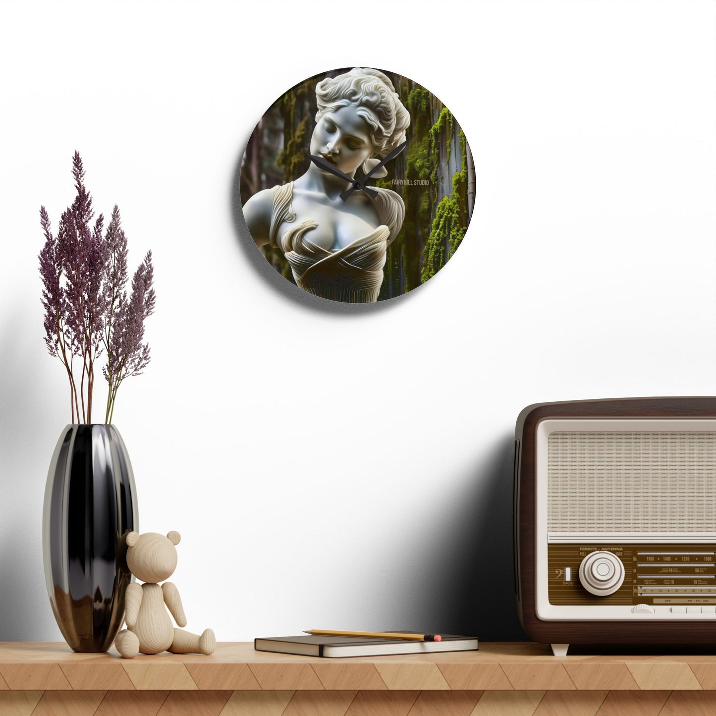 Acrylic Wall Clock Goddess Statue/Art