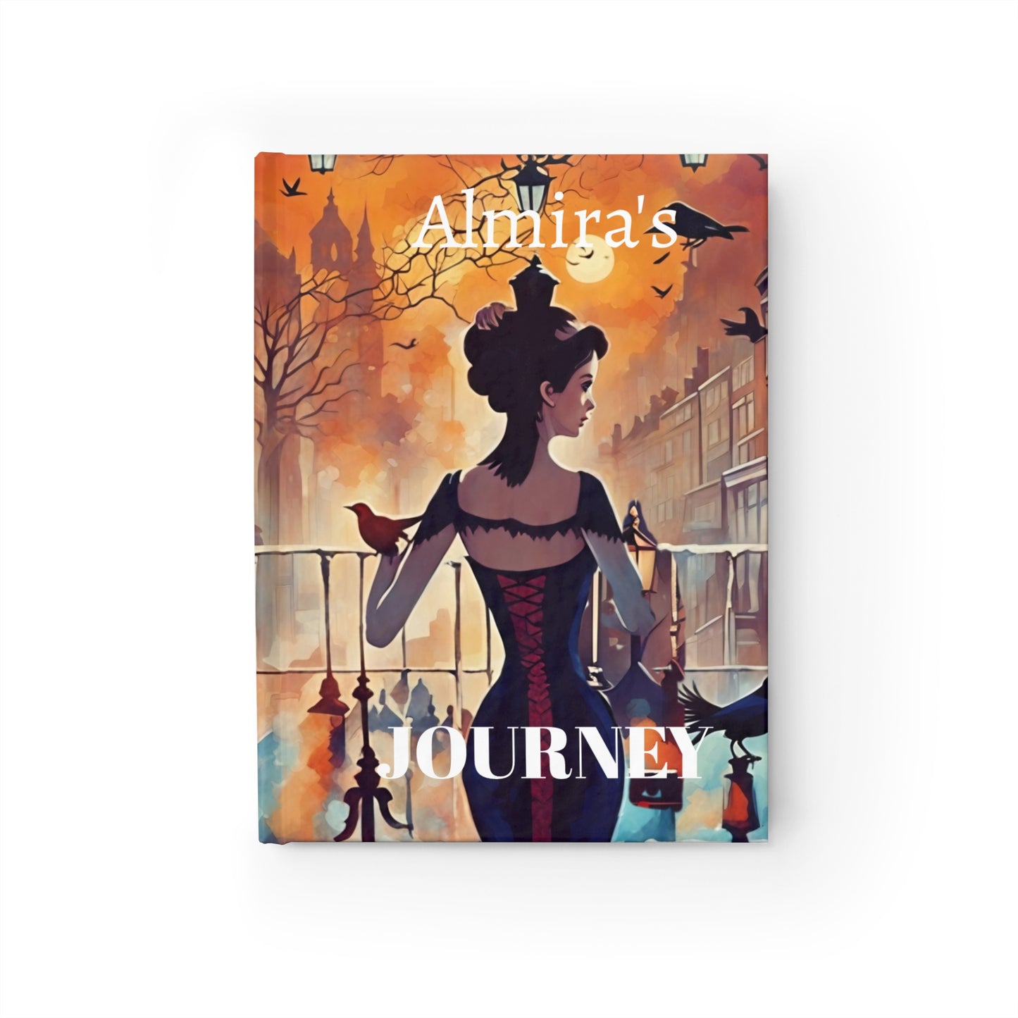 Ruled Line Journal - Whimsical Elegant Woman in Paris Journey - &quot;We All Have a Story to Tell&quot;