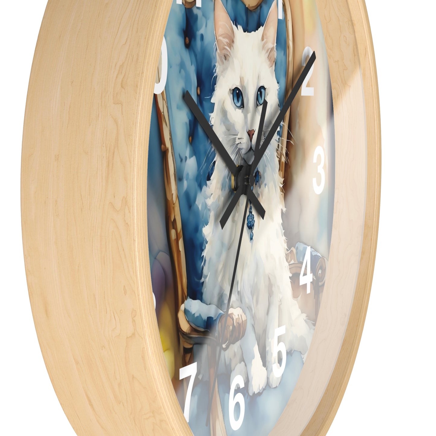 White Cat Lovers Wall Clock