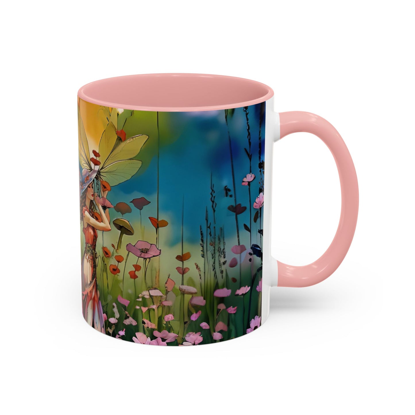 Mug Romantic girl in summer Hat gathering flowers