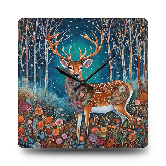 Winter Snow Deer Acrylic Wall Clock