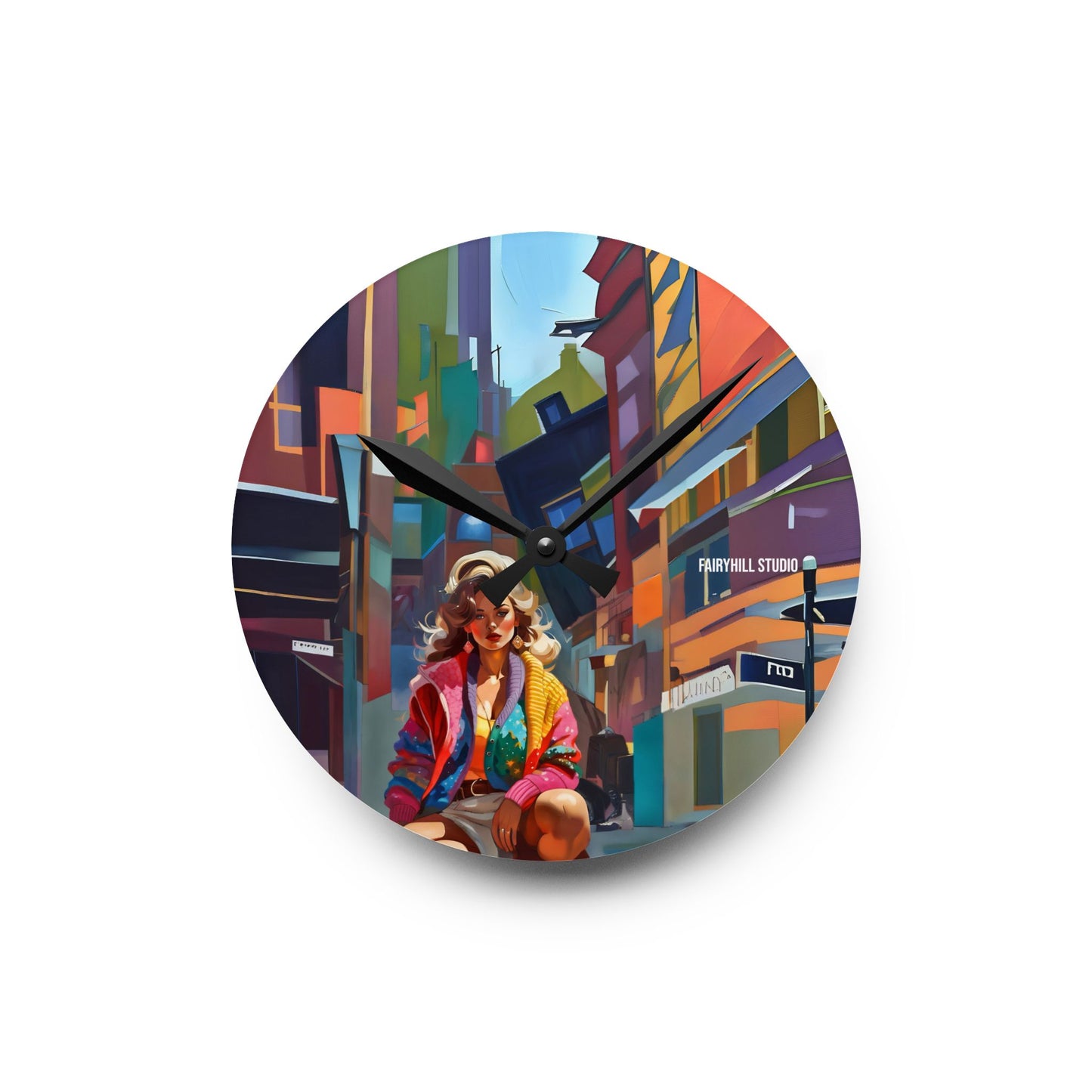 Wall Clock - 1980s Dancer in Colorful Clothing and Leggings