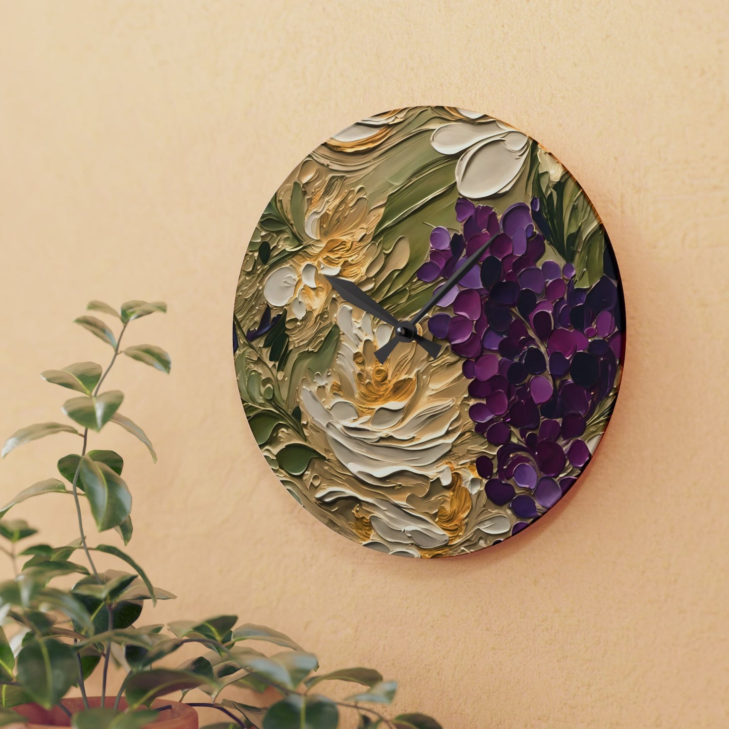 Grapes Wall Clock - Impasto Art Design