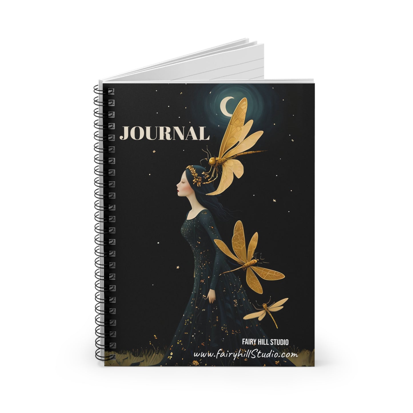 Night Fairy and the Dragonfly Spiral Notebook - Ruled Line