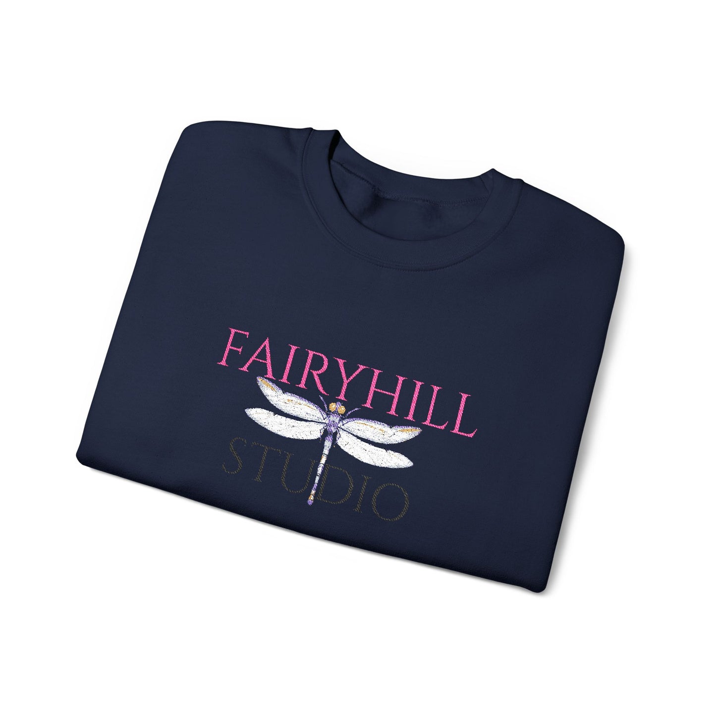 Fairyhill Studio Crewneck Sweatshirt — White Graphic Logo Pullover