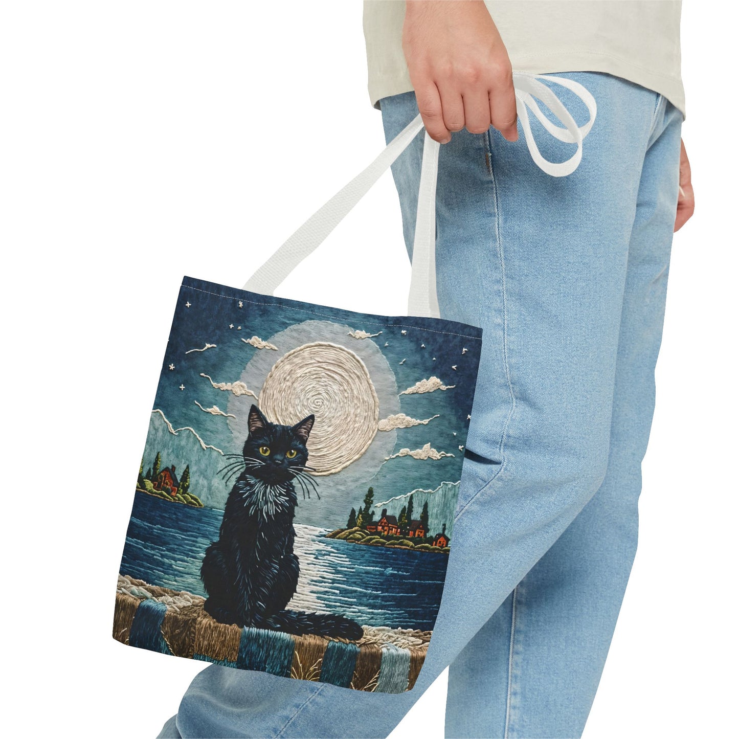 Black Cat Moonlight Tote Bag