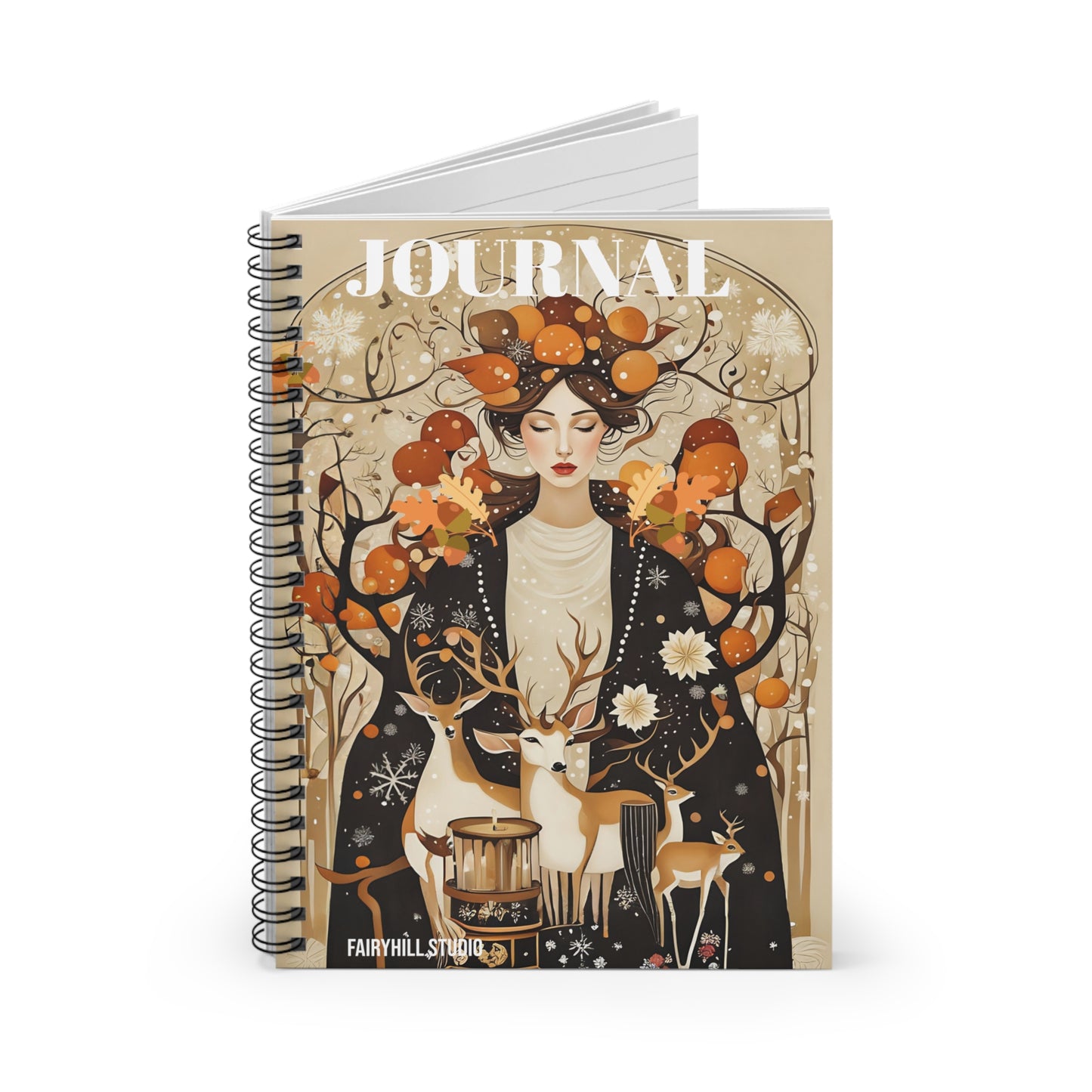Spiral Notebook -Welcoming Autoumn with fall deers / Art