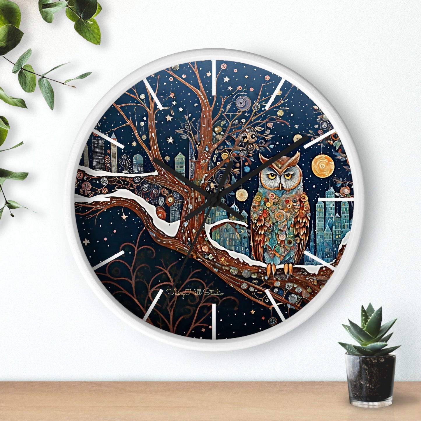 Enchanting Owl Wall Clock, Home Decor, Gift for Fantasy Lovers, Unique Gift, Fairy Tale Decor, Woodland Theme