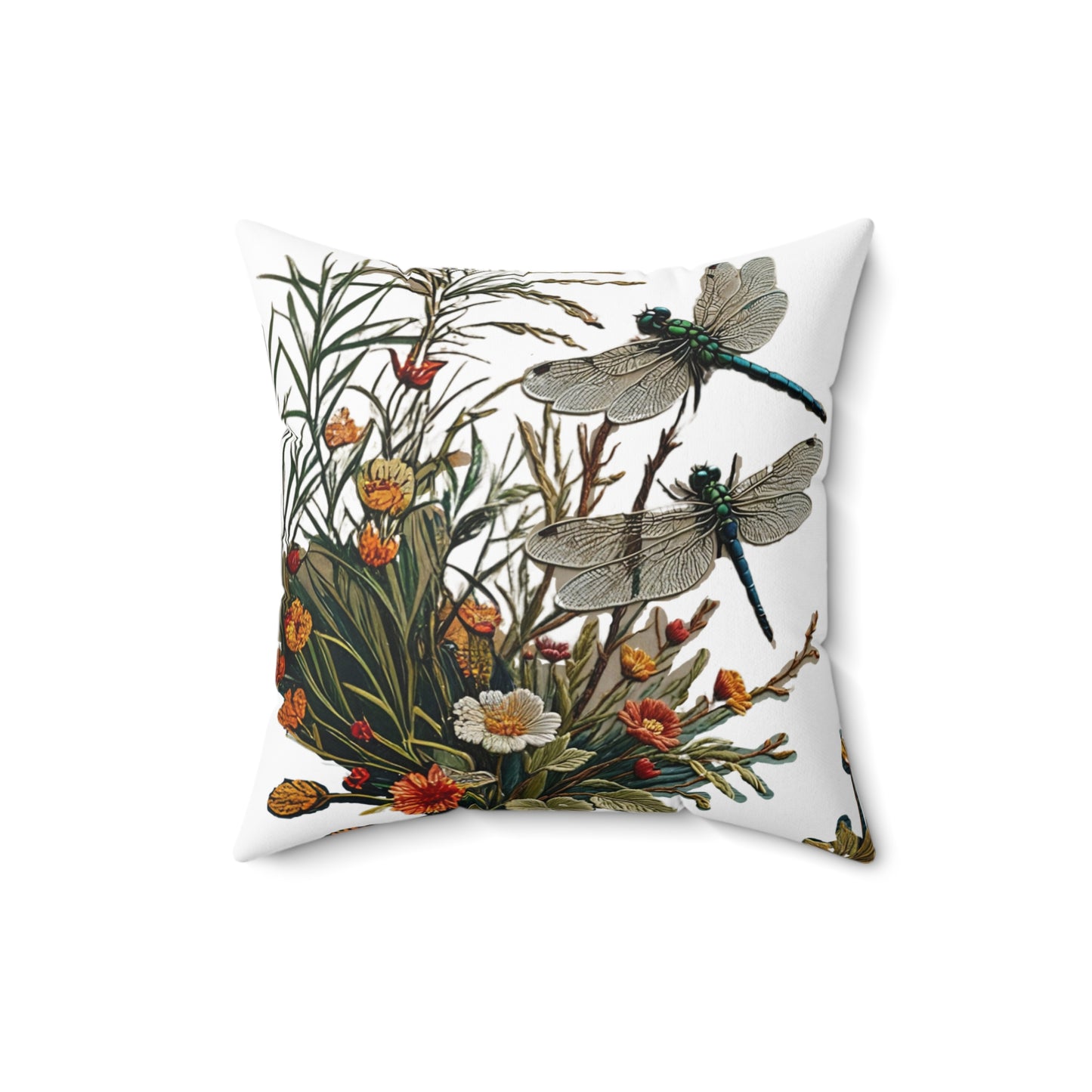 Throw Pillow - Dragonflies on a Blue Pond Art by Fairyhill Studio