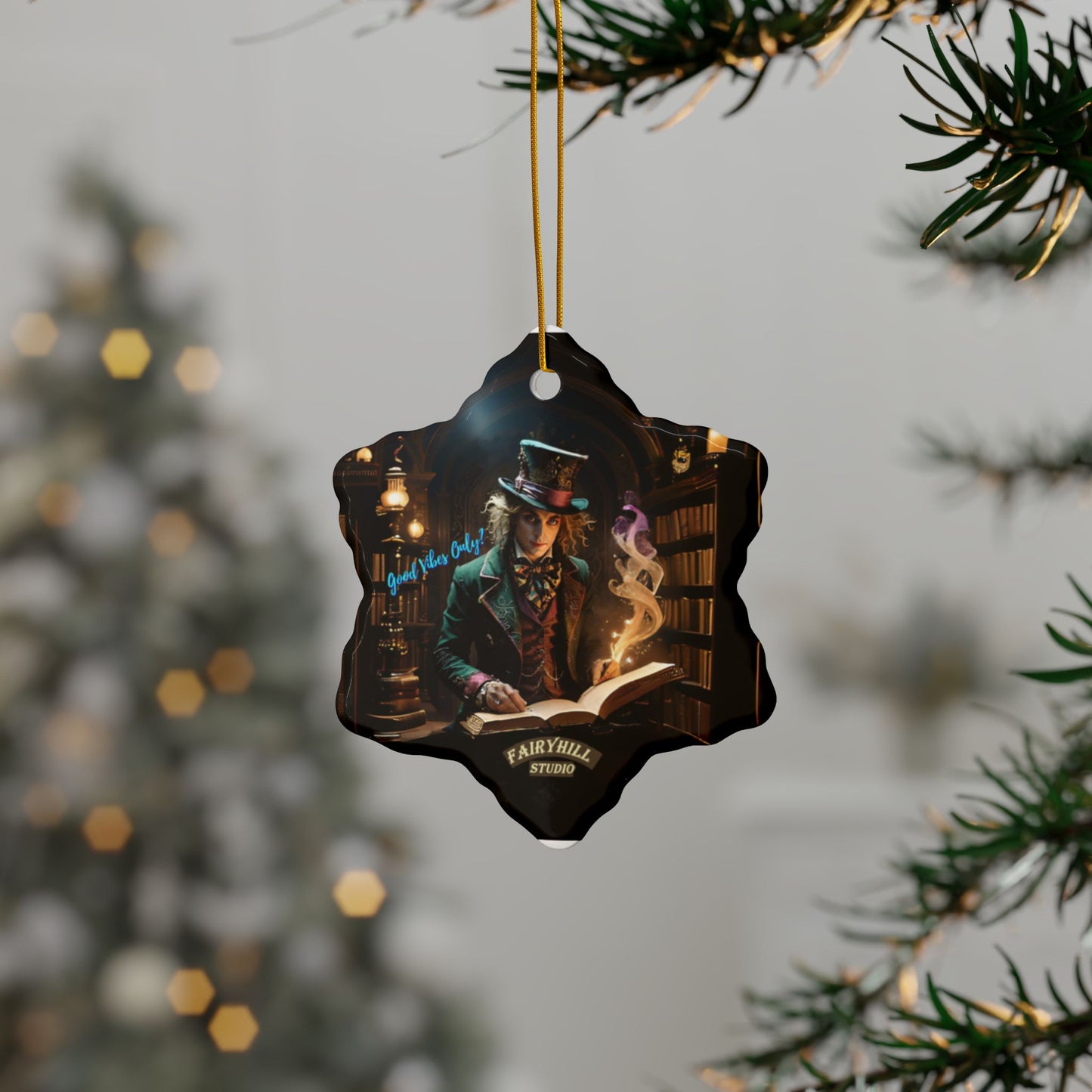 Christmas Ornaments - Good Vibes Only, Top Hatter Design