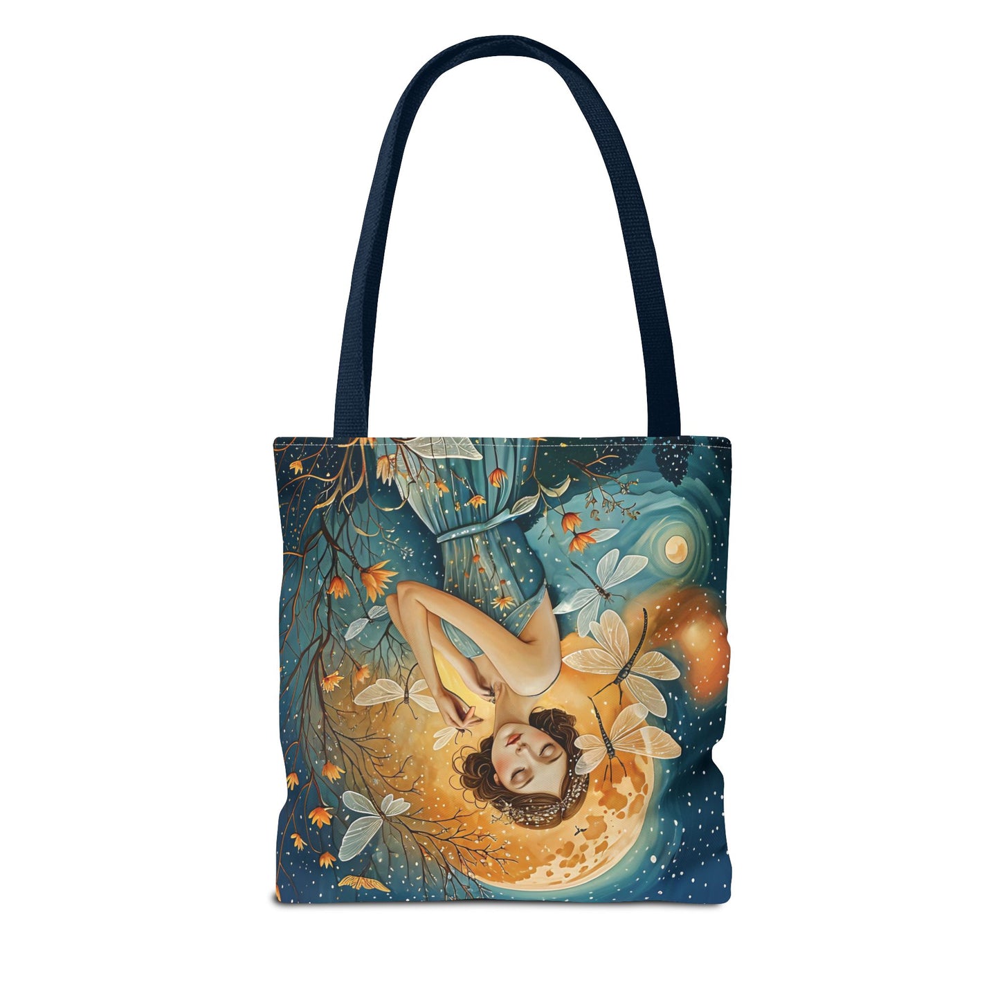 Art-inspired Tote Bag with Girl and Butterflies Design - Fairy Hill Studio