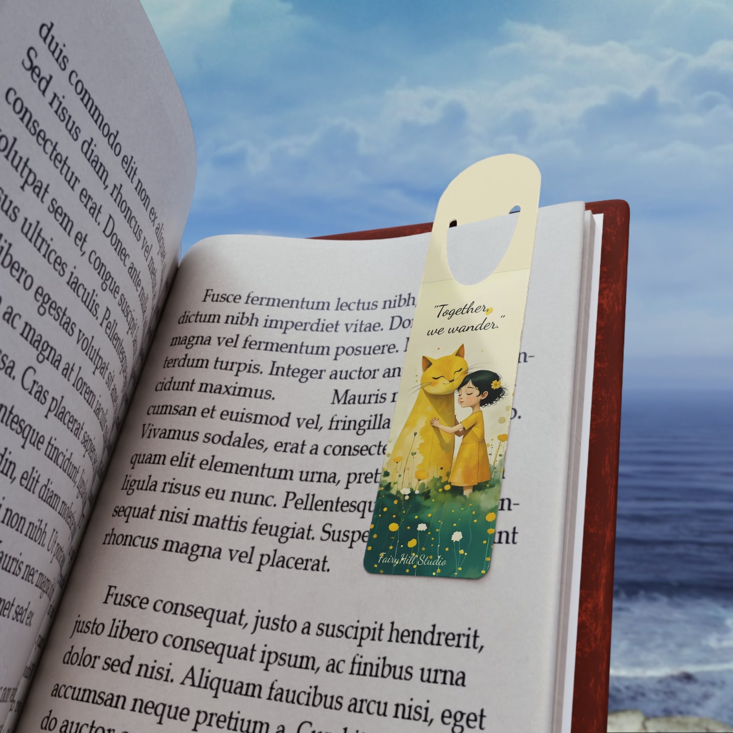 Cat & Girl Illustration Bookmark, Cute Metal Bookmark, Gift for Cat Lovers, Reading Accessory, Book Lover Gift, Unique Gift Idea