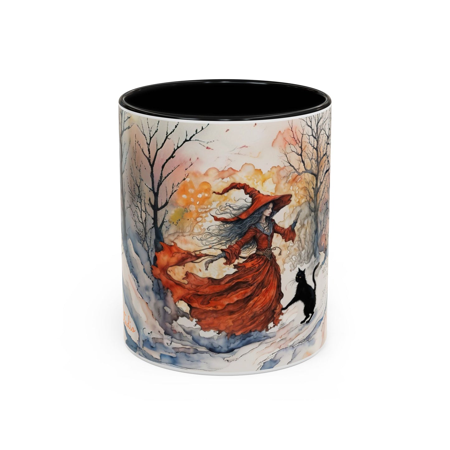 Accent Crimson witch and black cat Coffee Mug (11, 15oz)