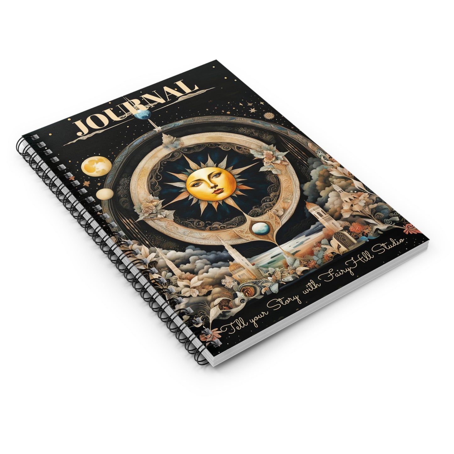 Spiral Notebook - Moon and Stars Art Design