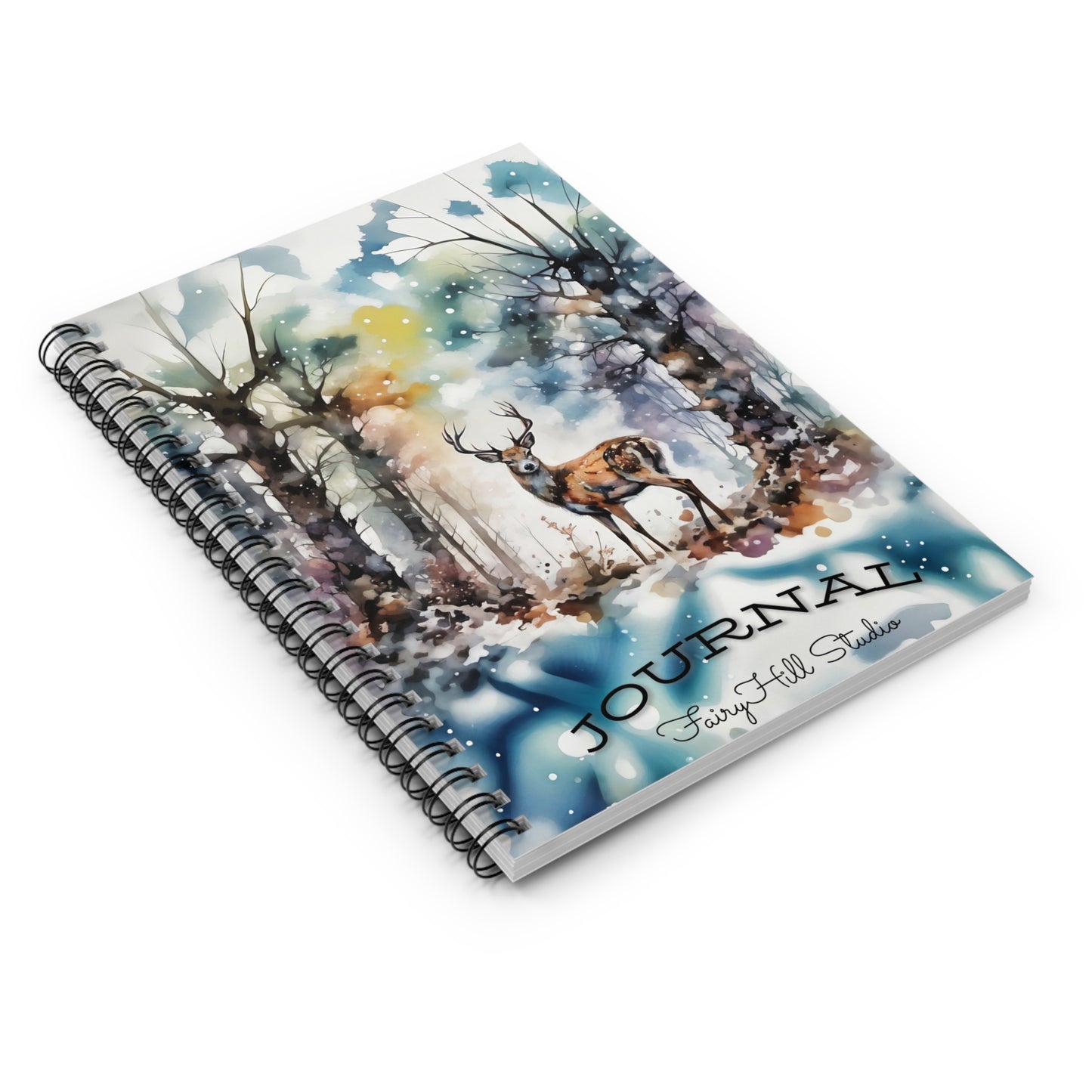 Spiral Notebook - Winter Deer Ruled Line Notebook by FairyHill Studio