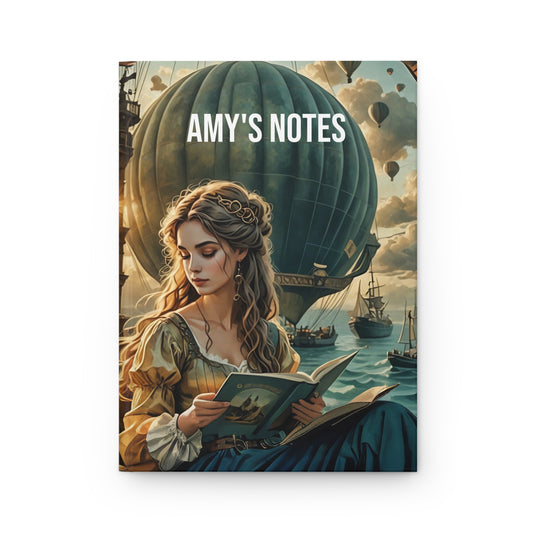 Hardcover Journal Matte - Eighteenth Century Woman Reading to Cat Design