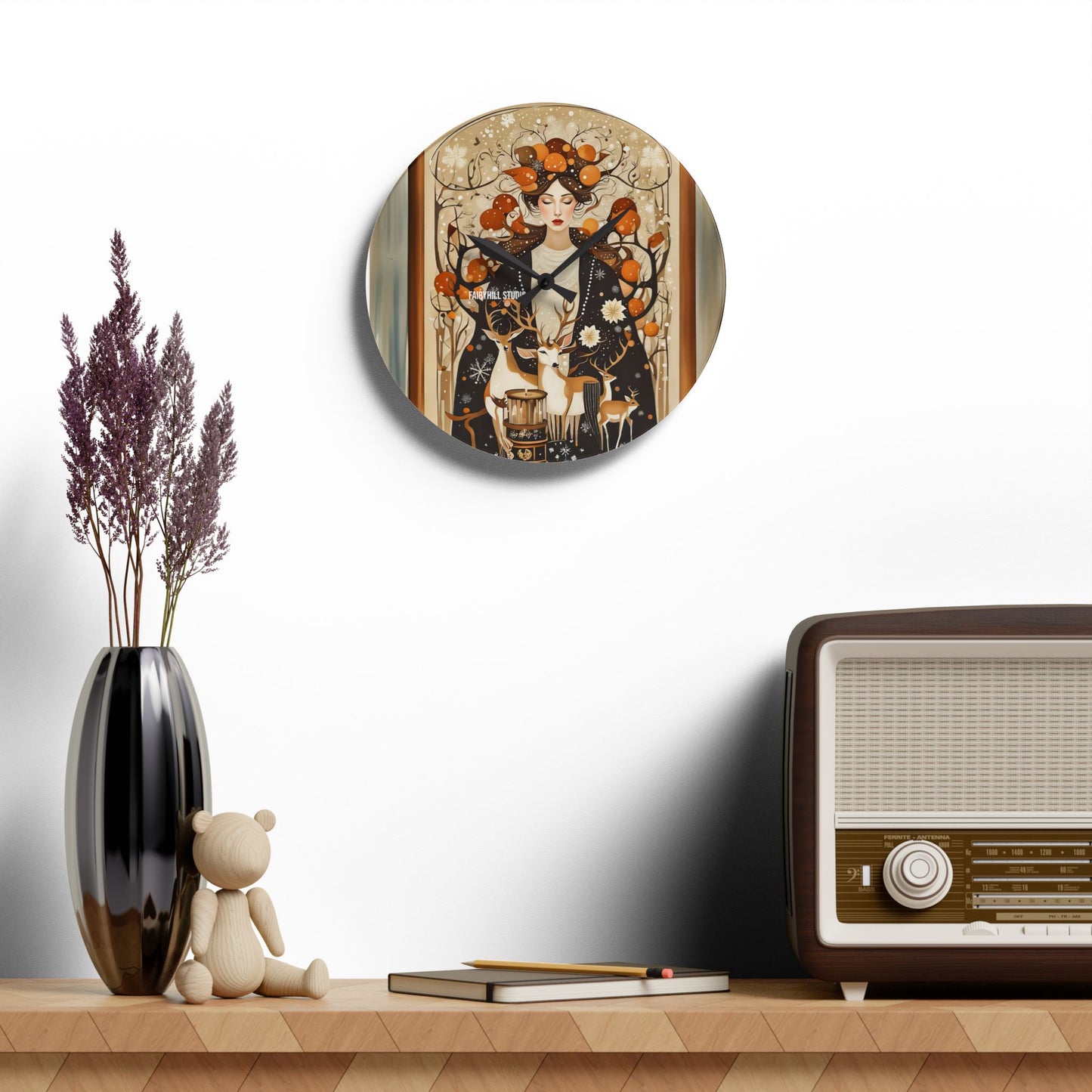 Acrylic Wall Clock -Welcoming Fall with Deers