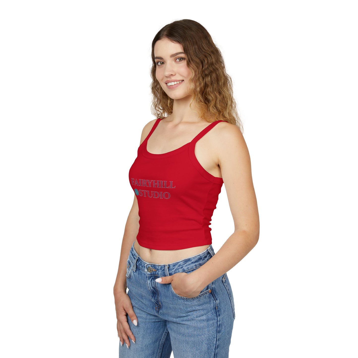 Fairyhill Studio Logo Crop Tank Top — Women's Spaghetti Strap Graphic Tank