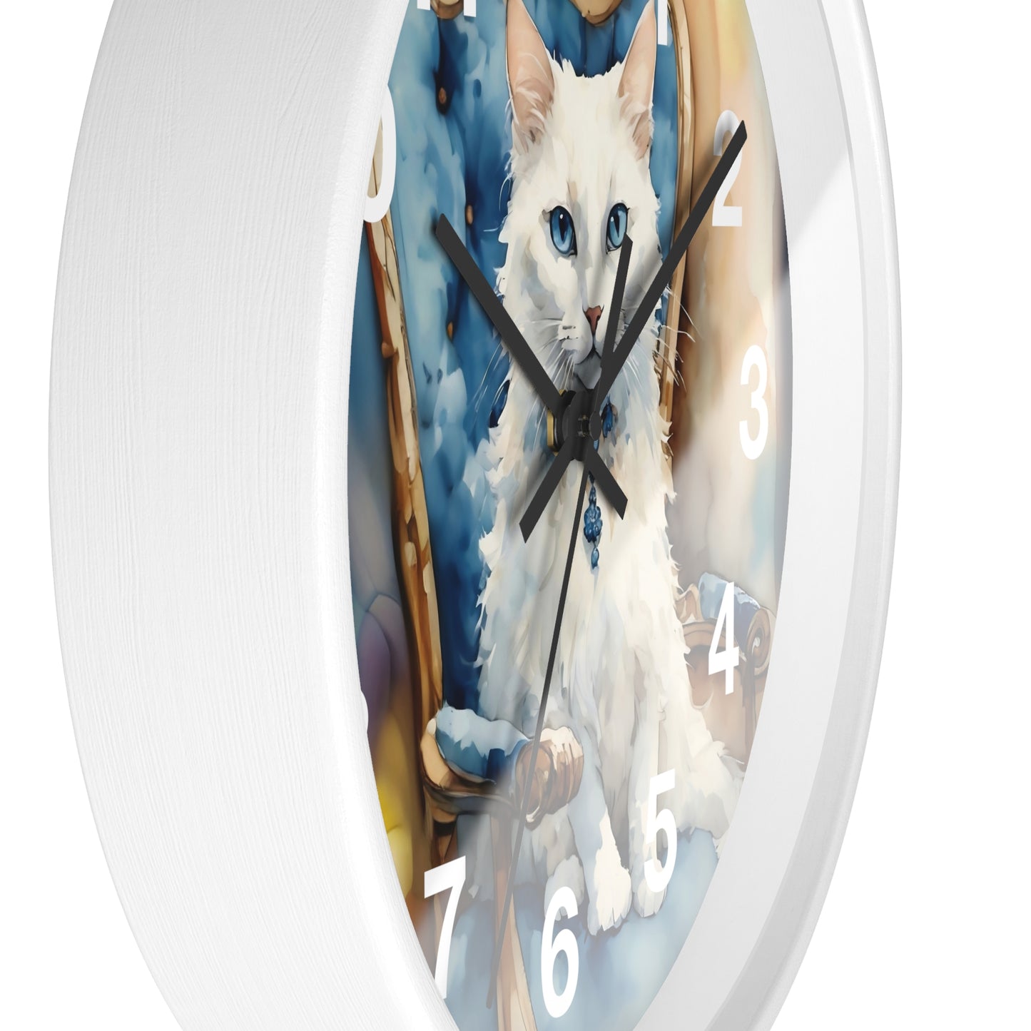 White Cat Lovers Wall Clock