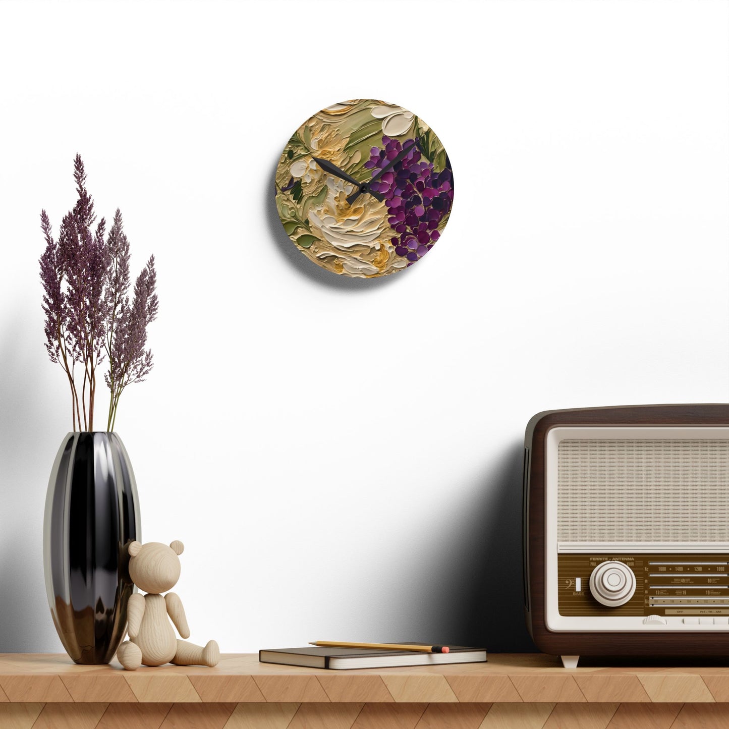 Grapes Wall Clock - Impasto Art Design