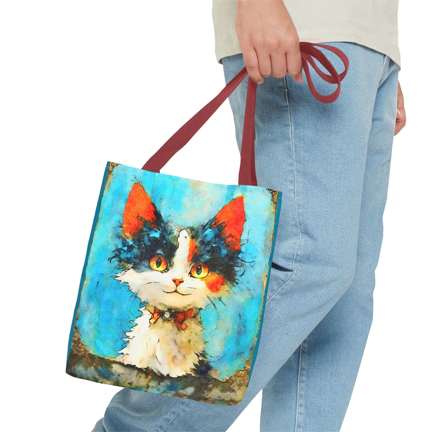 Colorful Cat Tote Bag by Fairyhill Studio