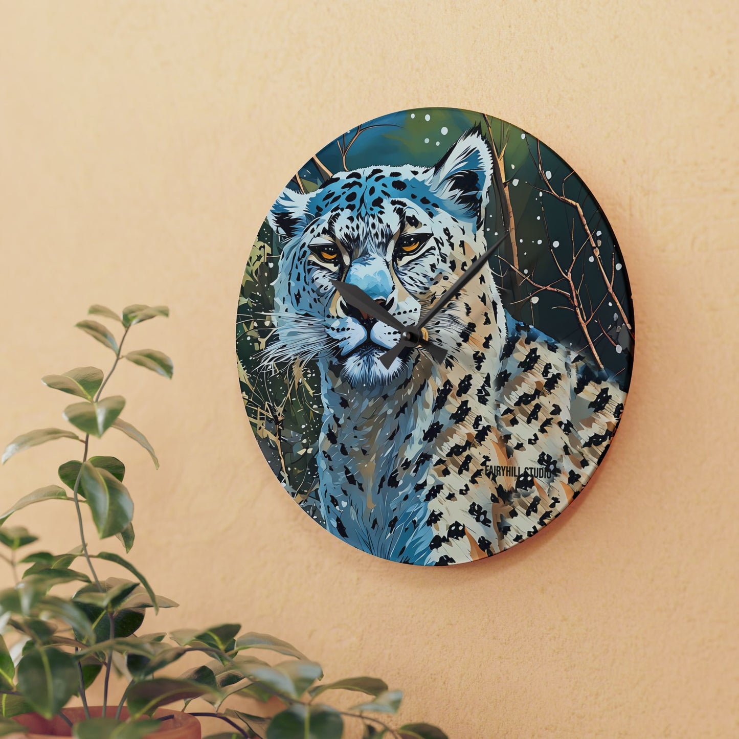 Acrylic Wall Clock Snow Tiger Paradise/Art