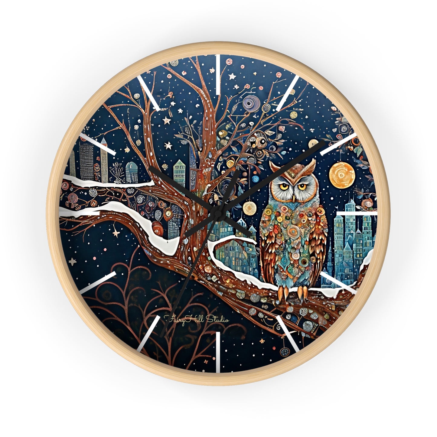 Enchanting Owl Wall Clock, Home Decor, Gift for Fantasy Lovers, Unique Gift, Fairy Tale Decor, Woodland Theme