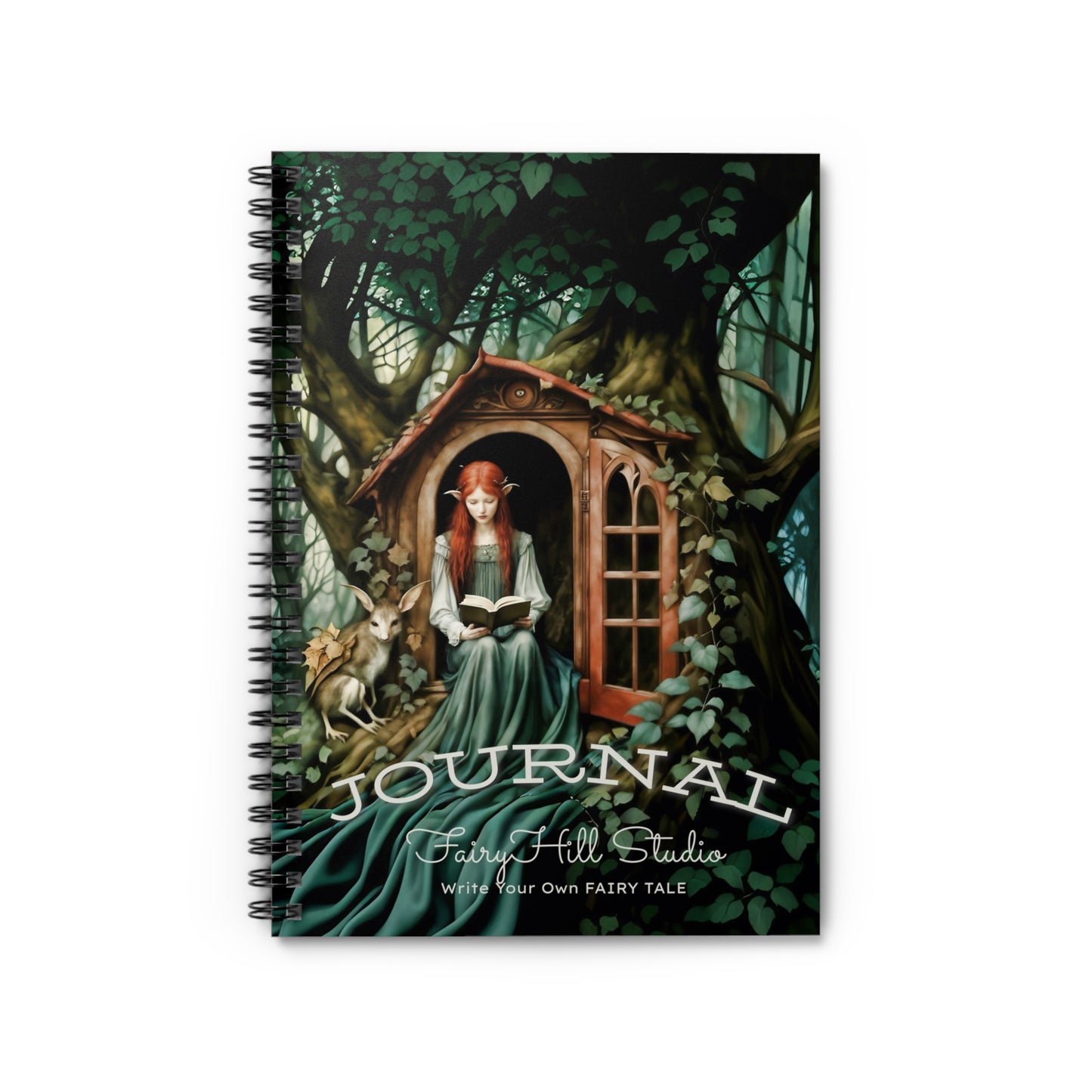 Art Journal: Fairy Tale Elf Princess Reading in Tree House Cottage
