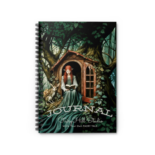 Art Journal: Fairy Tale Elf Princess Reading in Tree House Cottage