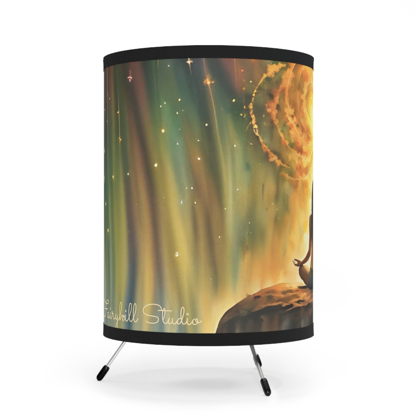 Vibrant Artistic Rumi Tripod Lamp with High-Res Printed Shade - Perfect for Home Decor Art by Fairyhill Studio