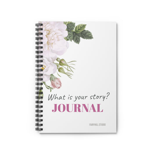 Journal - Ruled Line White Roses Personalized Spiral Notebook
