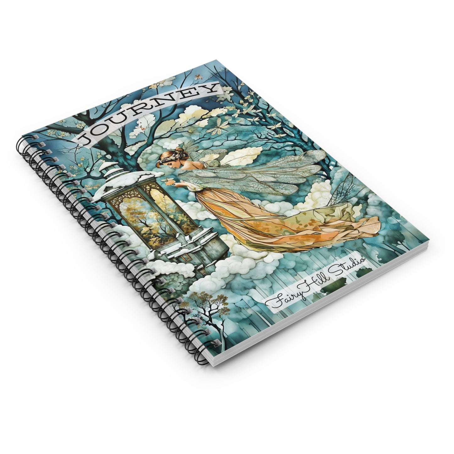 Spiral Notebook - Winter Angel Fairy Lantern Ruled Line