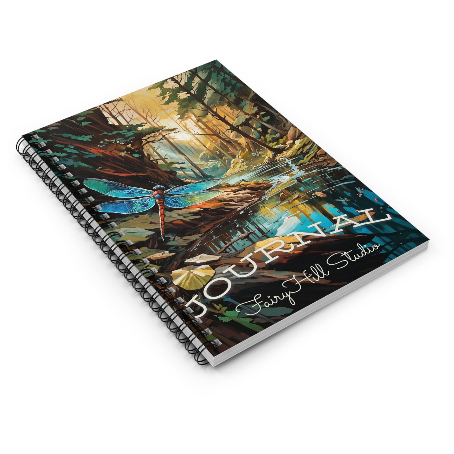 Spiral Notebook - Dragonfly and the Lake Art