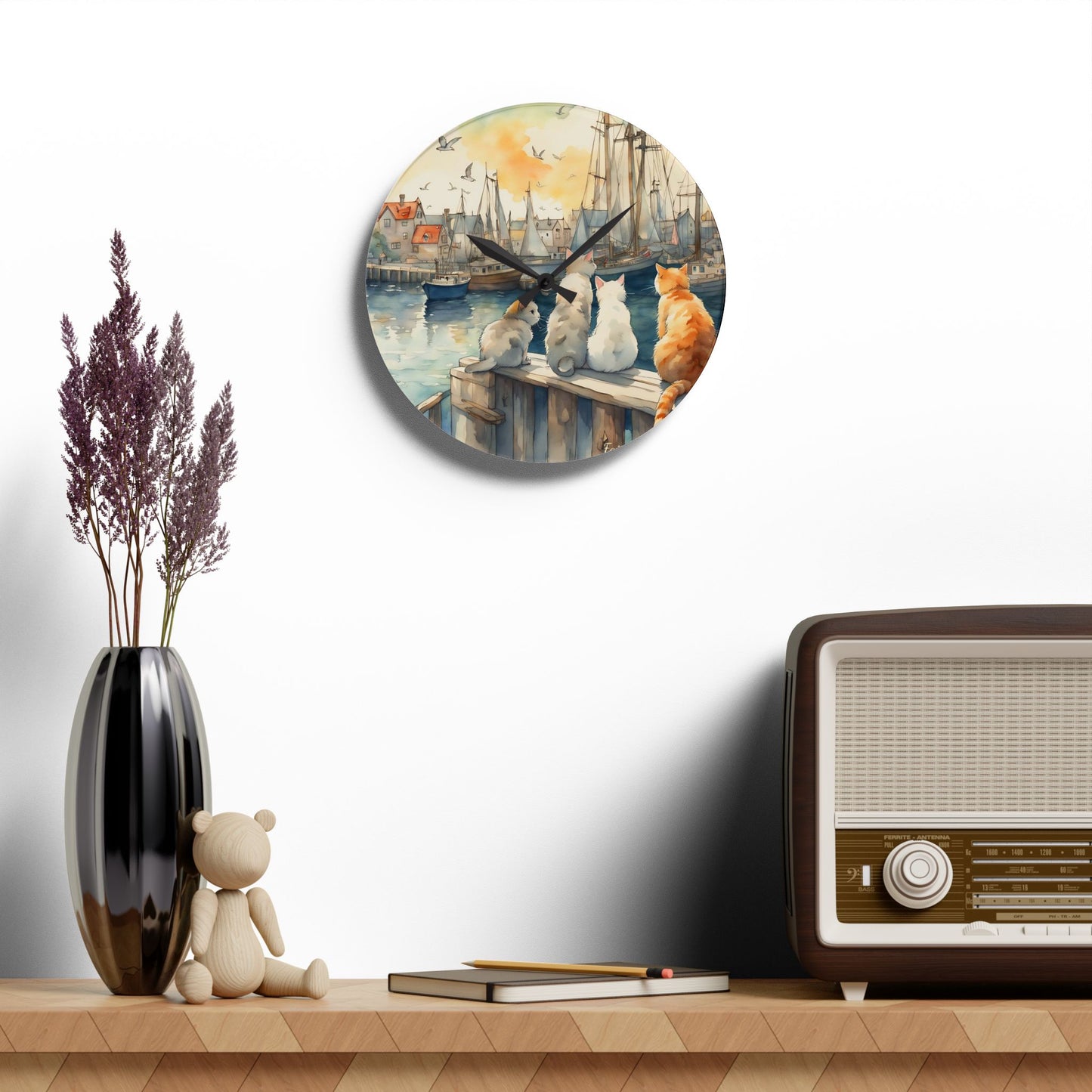 Cats And The City  - by Fairyhill Studio  Wall clock  Gift   Acrylic Wall Clock
