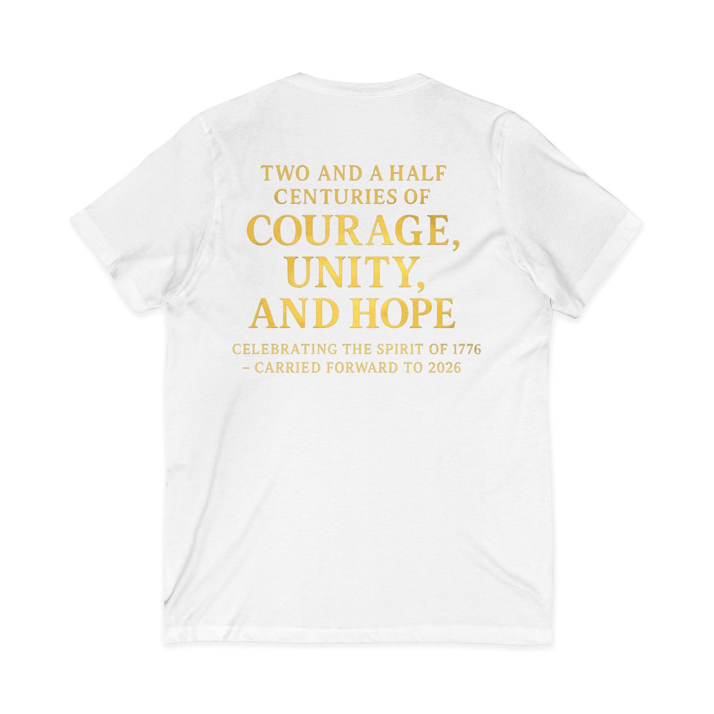 Freedom 1776–2026 Patriotic V-Neck Tee — Eagle, Flag & Liberty Bell 250th Anniversary