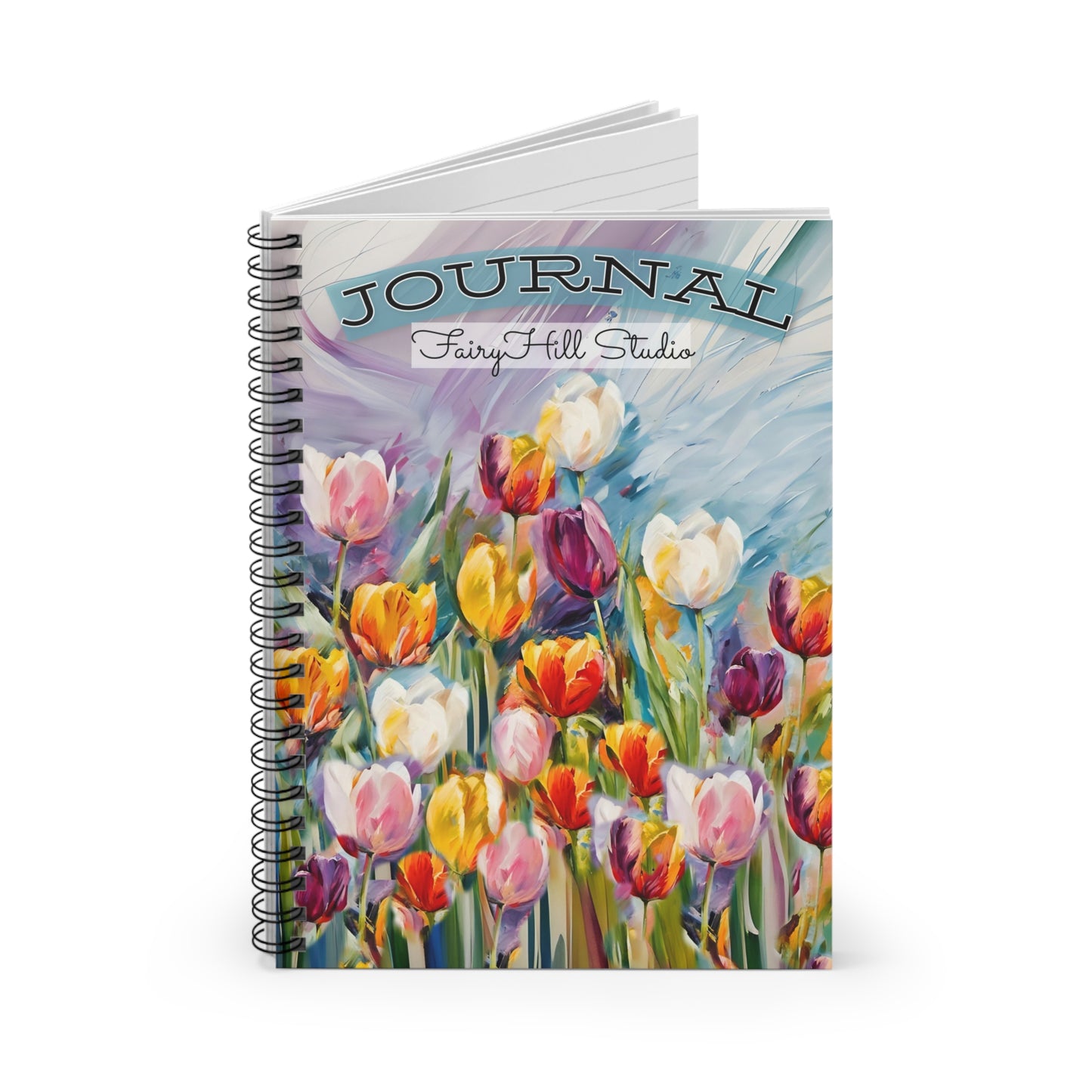 Spiral Notebook - Ruled Line - Colorful Tulip Acrylic Art