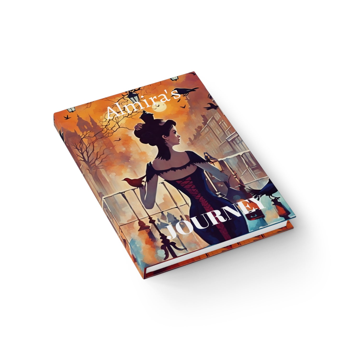 Ruled Line Journal - Whimsical Elegant Woman in Paris Journey - &quot;We All Have a Story to Tell&quot;