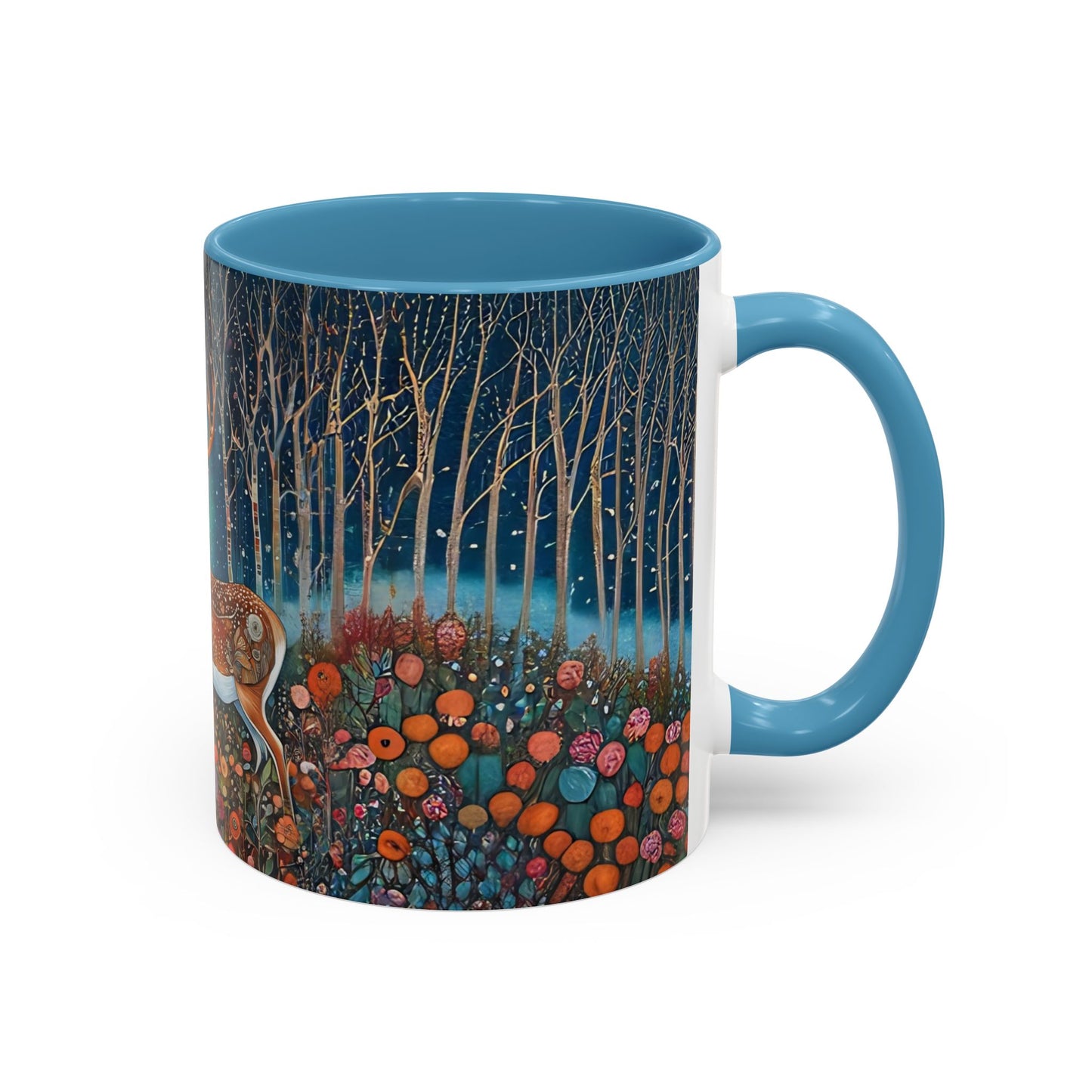 Mug - Boho Winter Deer in Snow Red Coffee Mug for the Holidays