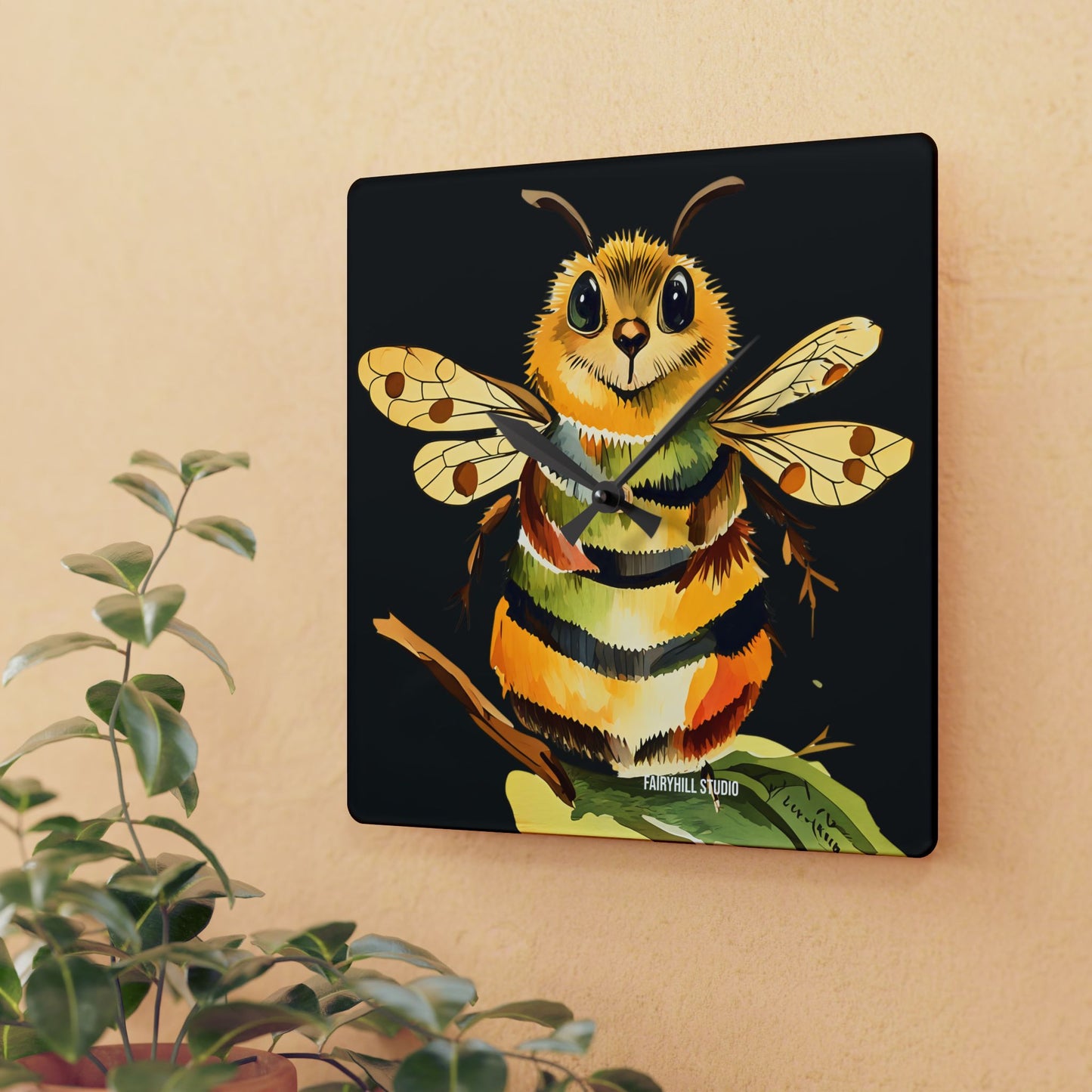 Acrylic Wall Clock Hoey Bee love/Art